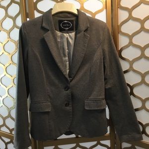 Love Tree Suit Jacket Blazer Gray with Brown Suede Elbow Patches